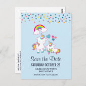 Niedlich Mama & Baby Unicorn Magisch Save the Date Postkarte (Vorne/Hinten)
