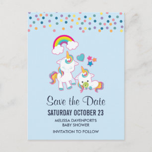Niedlich Mama & Baby Unicorn Magisch Save the Date Postkarte