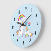 Niedlich Mama & Baby Unicorn Magische Illustration Große Wanduhr (Winkel)