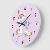 Niedlich Mama & Baby Unicorn Magische Illustration Große Wanduhr (Winkel)