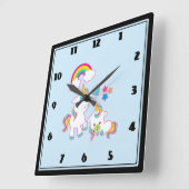Niedlich Mama & Baby Unicorn Magische Illustration Quadratische Wanduhr (Winkel)