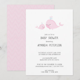 Niedlich Mama & Baby Whales Pink Zickzack Baby Dus Einladung
