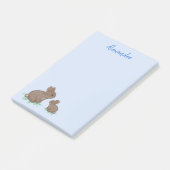 Niedlich Mama mit Baby Bunny in Clover Blue Post-it Klebezettel (angewinkelt)