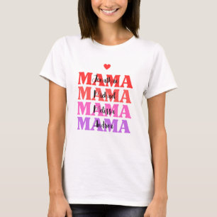 Niedlich Mama Mutter Tag Custom Kids Name T - Shir T-Shirt