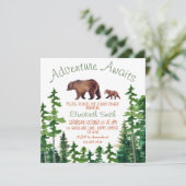 Niedlich Mama und Baby Bear Adventure Baby Dusche Einladung (Stehend Vorderseite)