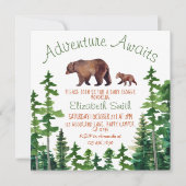 Niedlich Mama und Baby Bear Adventure Baby Dusche Einladung (Vorderseite)