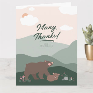 Niedlich Mama und Baby Bear Mountain Range Vielen Karte