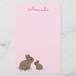 Niedlich Mama und Baby Bunny in Clou Pink Briefpapier