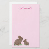 Niedlich Mama und Baby Bunny in Clou Pink Briefpapier (Vorne/Hinten)