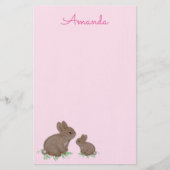 Niedlich Mama und Baby Bunny in Clou Pink Briefpapier (Vorderseite)