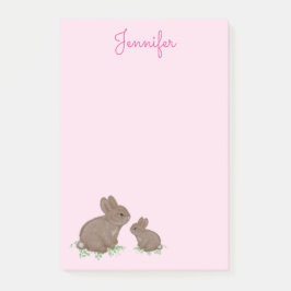 Niedlich Mama und Baby Bunny in Clou Pink Post-it Klebezettel