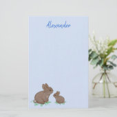 Niedlich Mama und Baby Bunny in Clover Blue Briefpapier (Stehend Vorderseite)