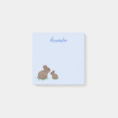 Niedlich Mama und Baby Bunny in Clover Blue Post-it Klebezettel (Vorderseite)