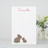 Niedlich Mama und Baby Bunny in Clover Briefpapier (Stehend Vorderseite)