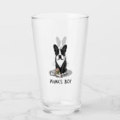 Niedlich Mamas Boy Boston Terrier (schwarz) Glas (Rückseite)