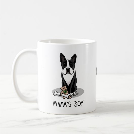 Niedlich Mamas Boy Boston Terrier (schwarz) Kaffeetasse (Links)