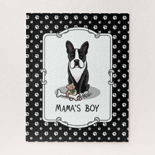 Niedlich Mamas Boy Boston Terrier (schwarz) Puzzle (Vertikal)