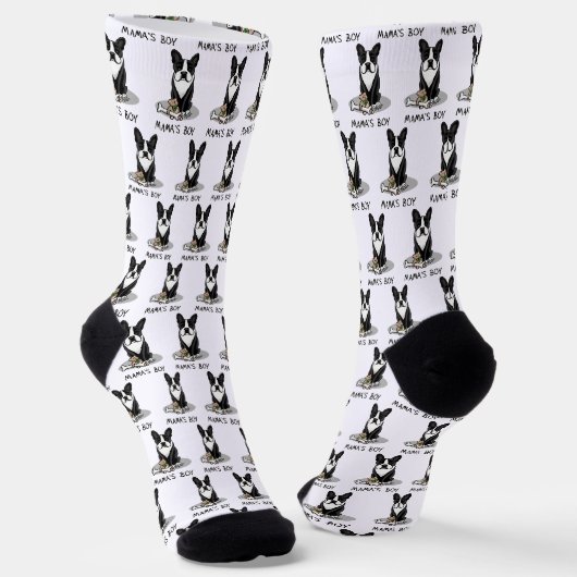 Niedlich Mamas Boy Boston Terrier (schwarz) Socken (Gewinkelt)