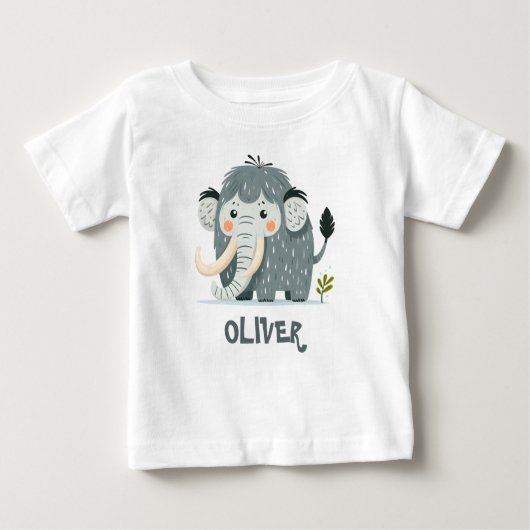 Niedlich Mammoth Personalisiert Baby T-shirt (Vorderseite)