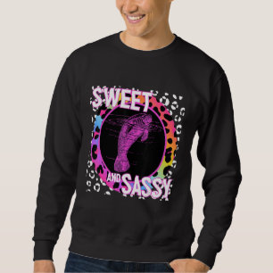 Niedlich Manatee 90s Nostalgie Rainbow Leopard Pri Sweatshirt