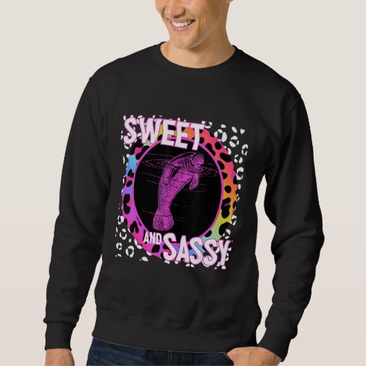 Niedlich Manatee 90s Nostalgie Rainbow Leopard Pri Sweatshirt (Vorderseite)