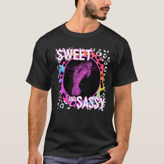 Niedlich Manatee 90s Nostalgie Rainbow Leopard Pri T-Shirt