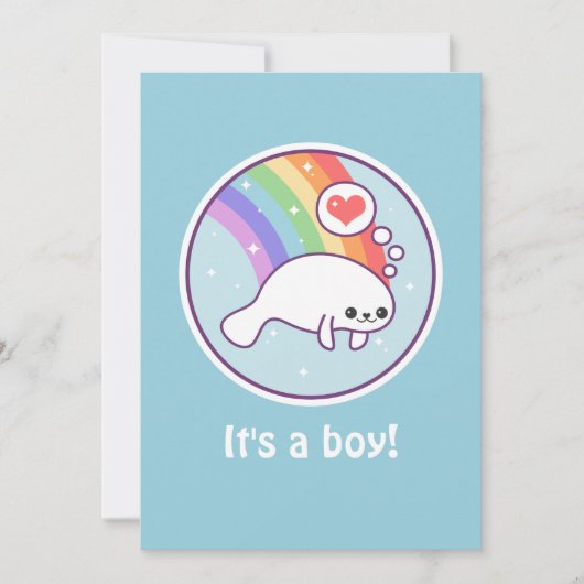 Niedlich Manatee Babydusche Einladungen (Vorderseite)