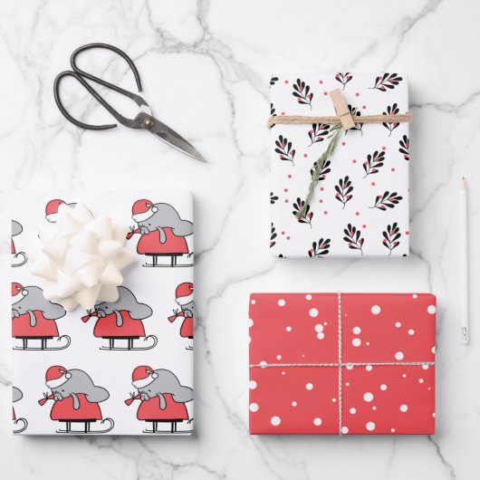 Niedlich Manatee Christmas Geschenkpapier Set (Vorderseite)