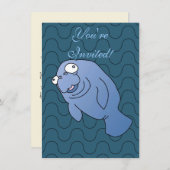 Niedlich Manatee Hugger Cartoon Tier Einladung (Vorne/Hinten)