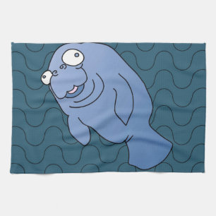 Niedlich Manatee Hugger Cartoon Tier Geschirrtuch