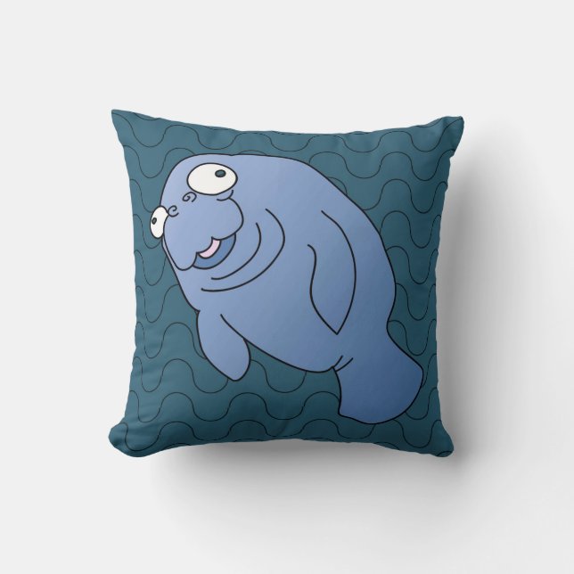 Niedlich Manatee Hugger Cartoon Tier Kissen (Vorderseite)