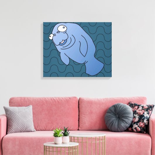 Niedlich Manatee Hugger Cartoon Tier Leinwanddruck (Insitu (Wohnzimmer))