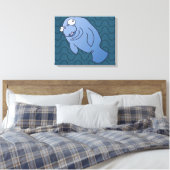 Niedlich Manatee Hugger Cartoon Tier Leinwanddruck (Insitu (Schlafzimmer))