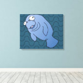 Niedlich Manatee Hugger Cartoon Tier Leinwanddruck (Insitu (Holzboden))