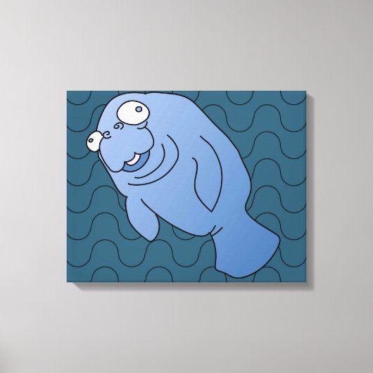 Niedlich Manatee Hugger Cartoon Tier Leinwanddruck (Vorderseite)