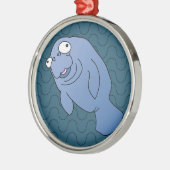 Niedlich Manatee Hugger Cartoon Tier Ornament Aus Metall (Links)
