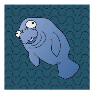 Niedlich Manatee Hugger Cartoon Tier Poster