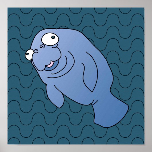 Niedlich Manatee Hugger Cartoon Tier Poster (Vorne)