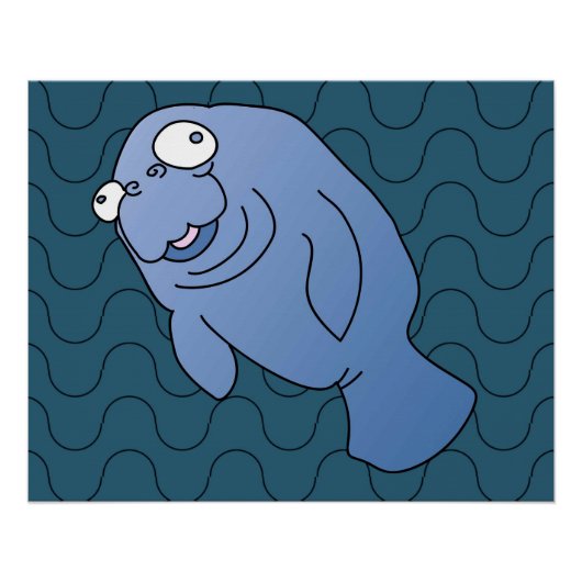 Niedlich Manatee Hugger Cartoon Tier Poster (Vorderseite)