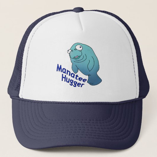 Niedlich Manatee Hugger Cartoon Tier Truckerkappe (Vorderseite)