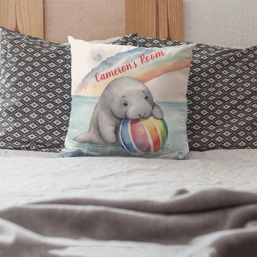 Niedlich Manatee Rainbow Personalisiert Kissen