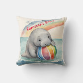 Niedlich Manatee Rainbow Personalisiert Kissen (Vorderseite)