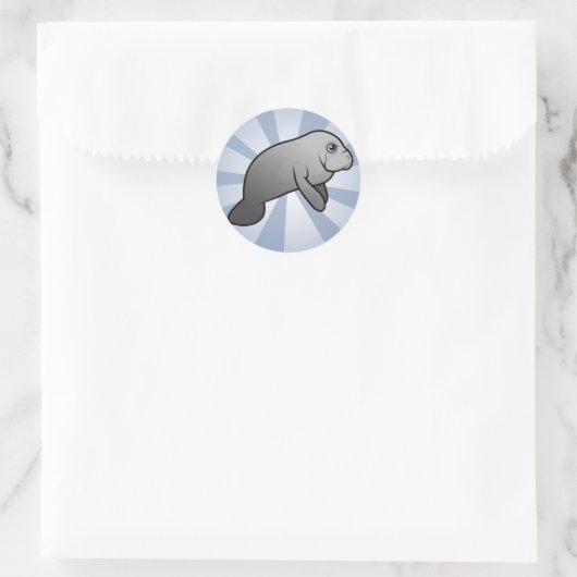 Niedlich Manatee Runder Aufkleber (Tasche)