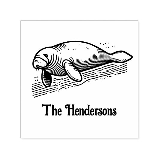 Niedlich Manatee Sea Cow #3 Familienname Permastempel (Design)