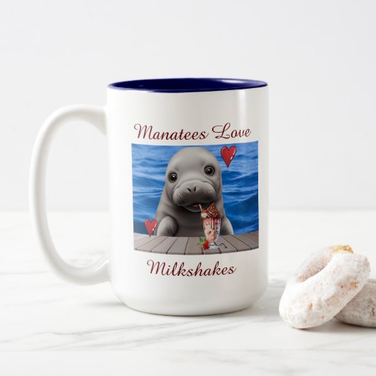 Niedlich Manatee-Tasse Zweifarbige Tasse (Mit Donut)