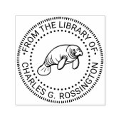 Niedlich ManateSea Cow #2 Round Library Book Name Permastempel (Design)