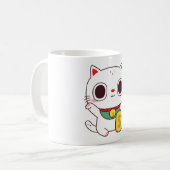 Niedlich Maneki Neko Fortune Money Cat Kaffeetasse (Vorderseite Links)