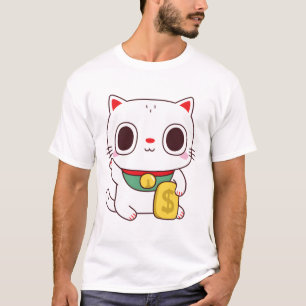 Niedlich Maneki Neko Fortune Money Cat T-Shirt