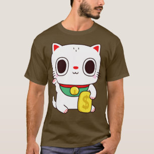 Niedlich Maneki Neko Fortune Money Cat T-Shirt
