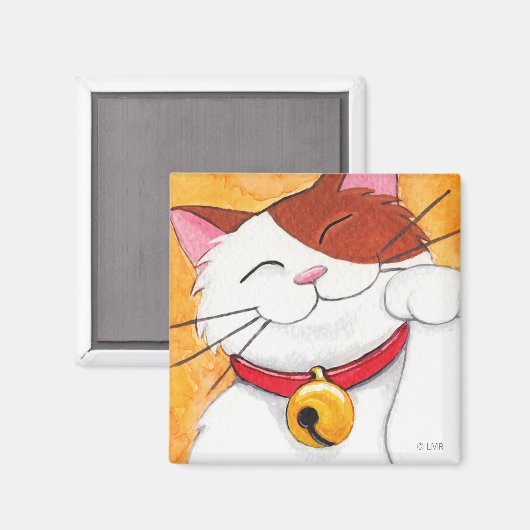 Niedlich Maneki Neko Lucky Calico Cat Magnet (Vorderseite/Rückseite)